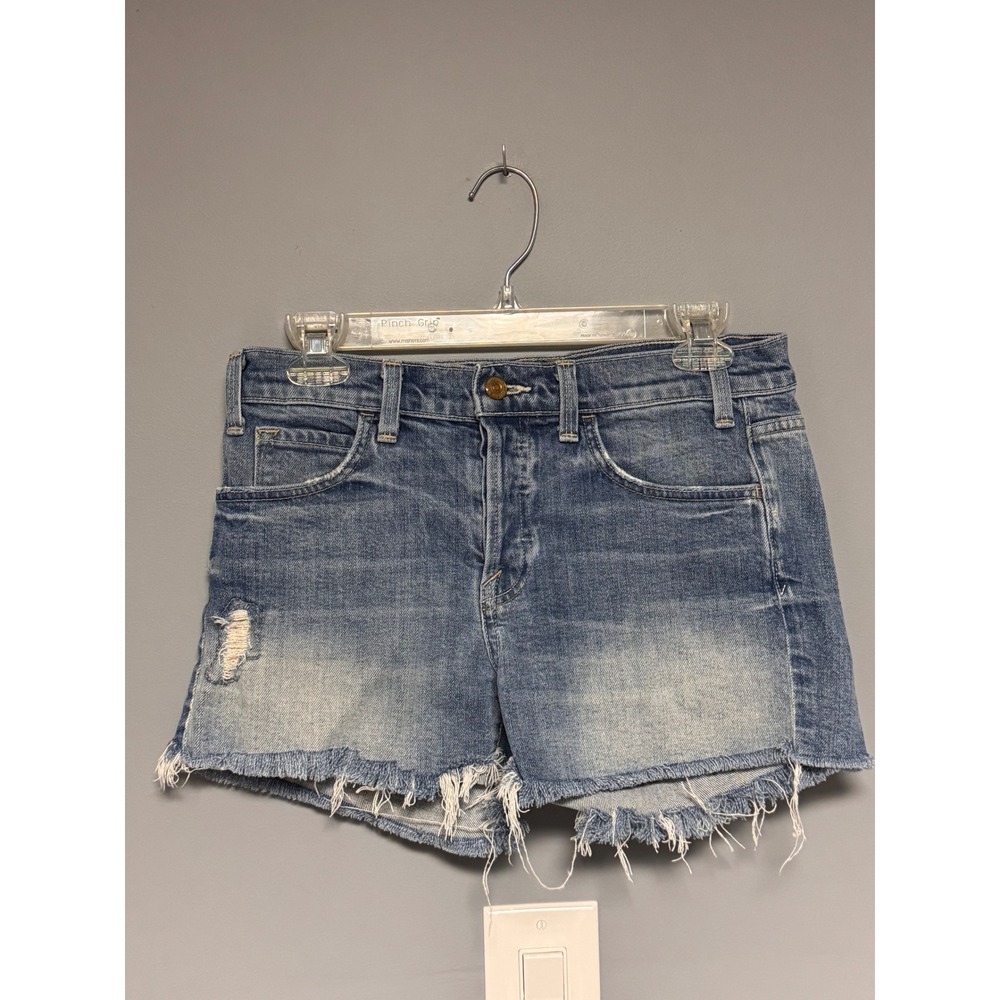 Vince Womens Distressed Denim Shorts Blue Medium Wash Frayed Hem Made in USA 26